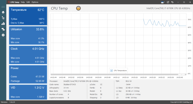 CPU Temp(实时监测CPU温度软件) v1.7.1.0 便携版-金光福宝